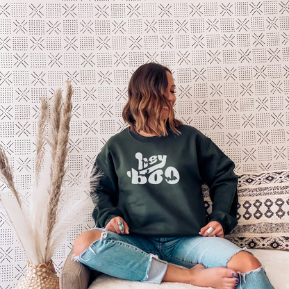 Hey Boo Sweatshirt Sweatshirt S Forest Green 