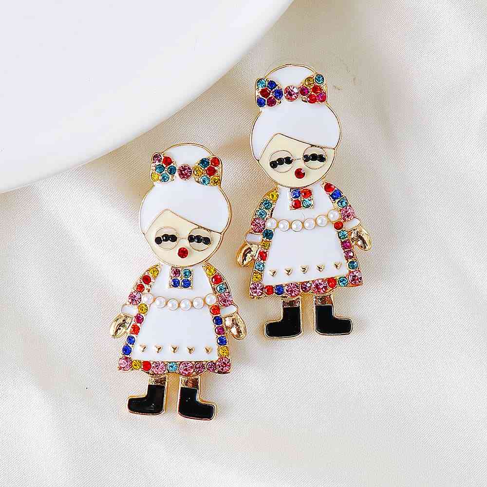 Mr & Mrs Claus Rhinestone Earrings    