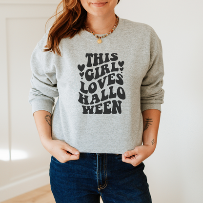 This Girl Loves Halloween Sweatshirt Sweatshirt S Ash 