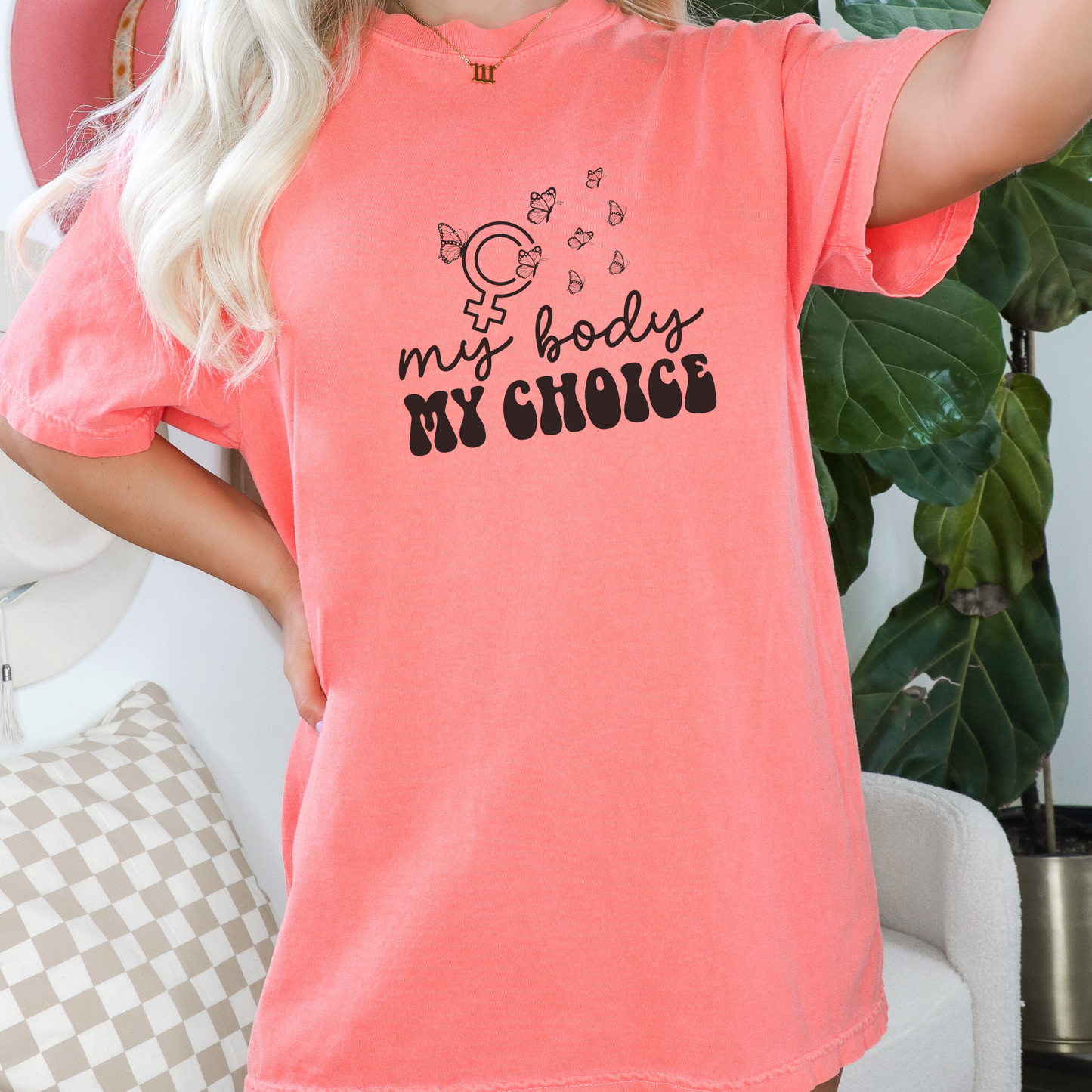 My Body My Choice Tee T-Shirt Bright Salmon S 