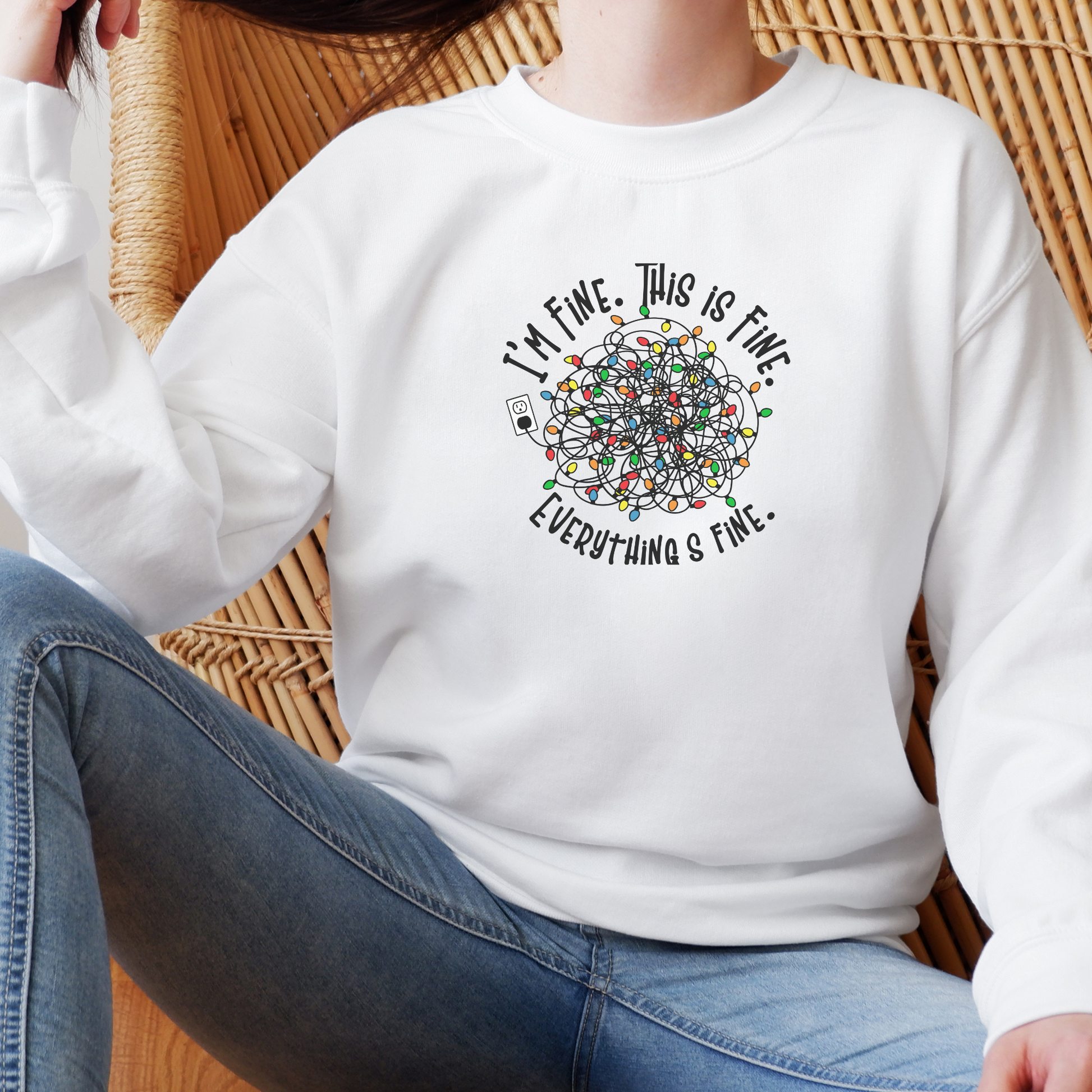 Everything is Fine Sweatshirt Sweatshirt S White 