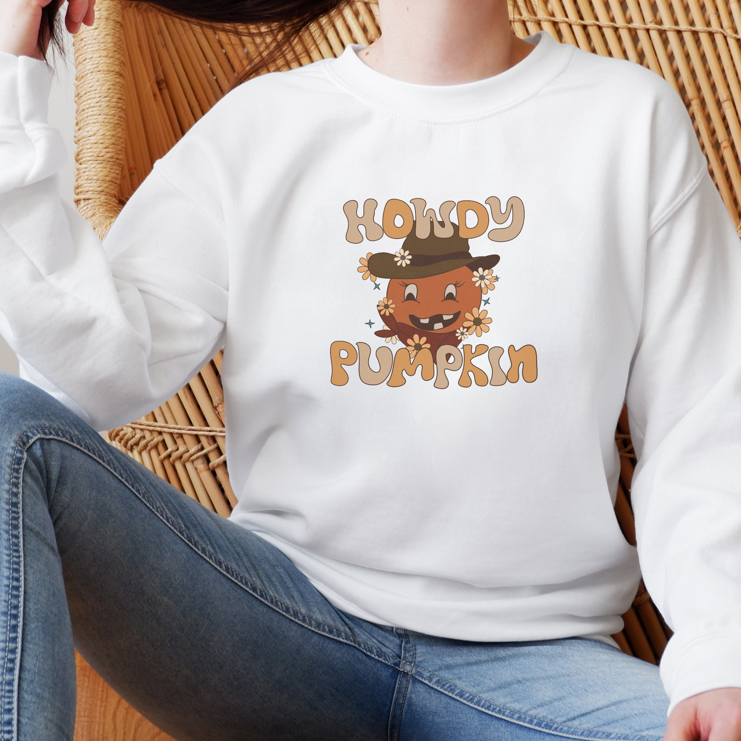 Howdy Pumpkin Sweatshirt Sweatshirt S White 