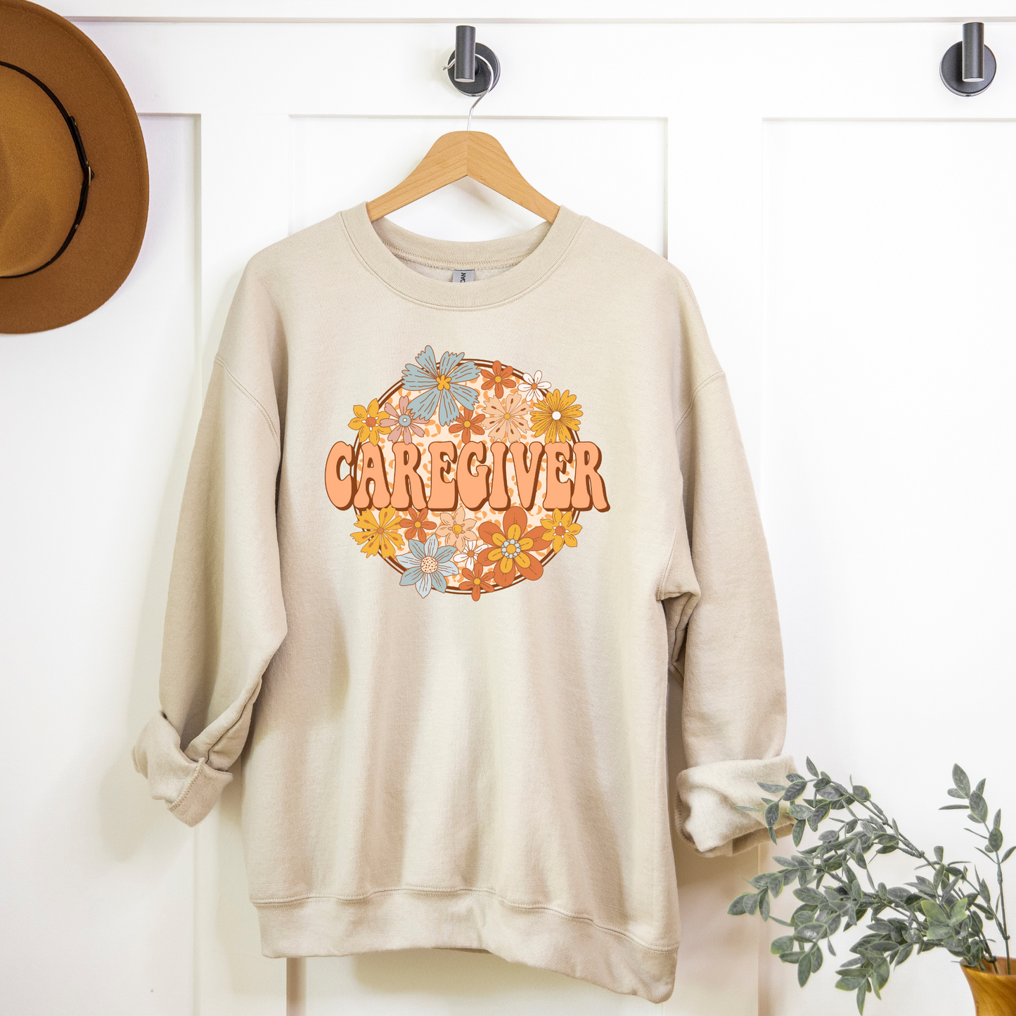 Retro Caregiver Sweatshirt Sweatshirt S Sand 