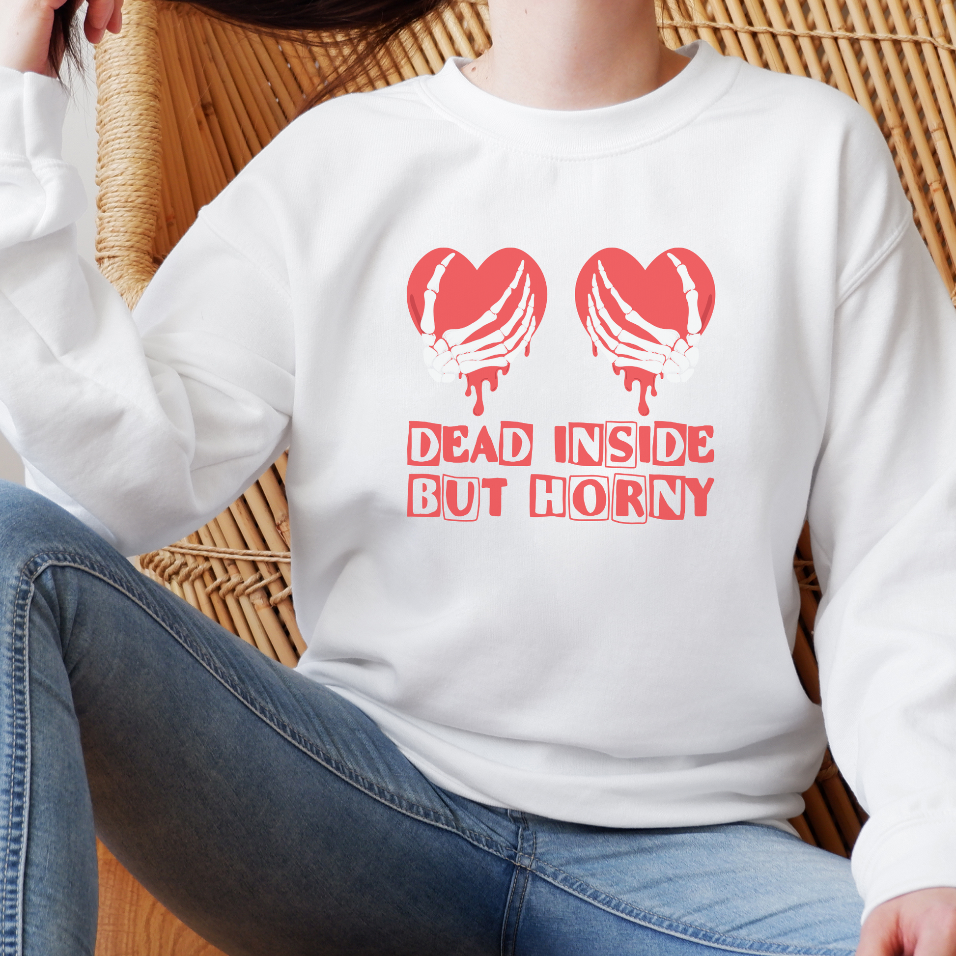 Dead Inside, But Horny Sweatshirt Sweatshirt S White 