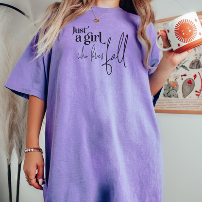 Just a Girl Who Loves Fall Tee T-Shirt Violet S 