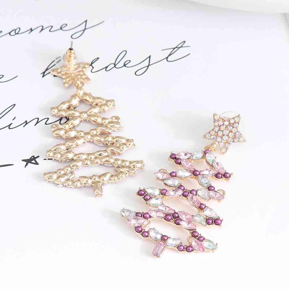 A Very Lilac Christmas Tree Rhinestone Earrings    