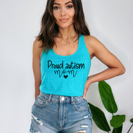 Proud Autism Mom Tank Top Tank Top XS Solid Tahiti Blue 