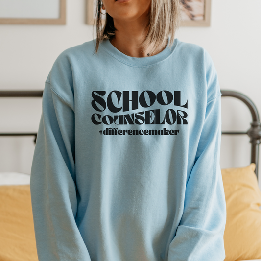 School Counselor #Differencemaker Sweatshirt Sweatshirt S Light Blue 