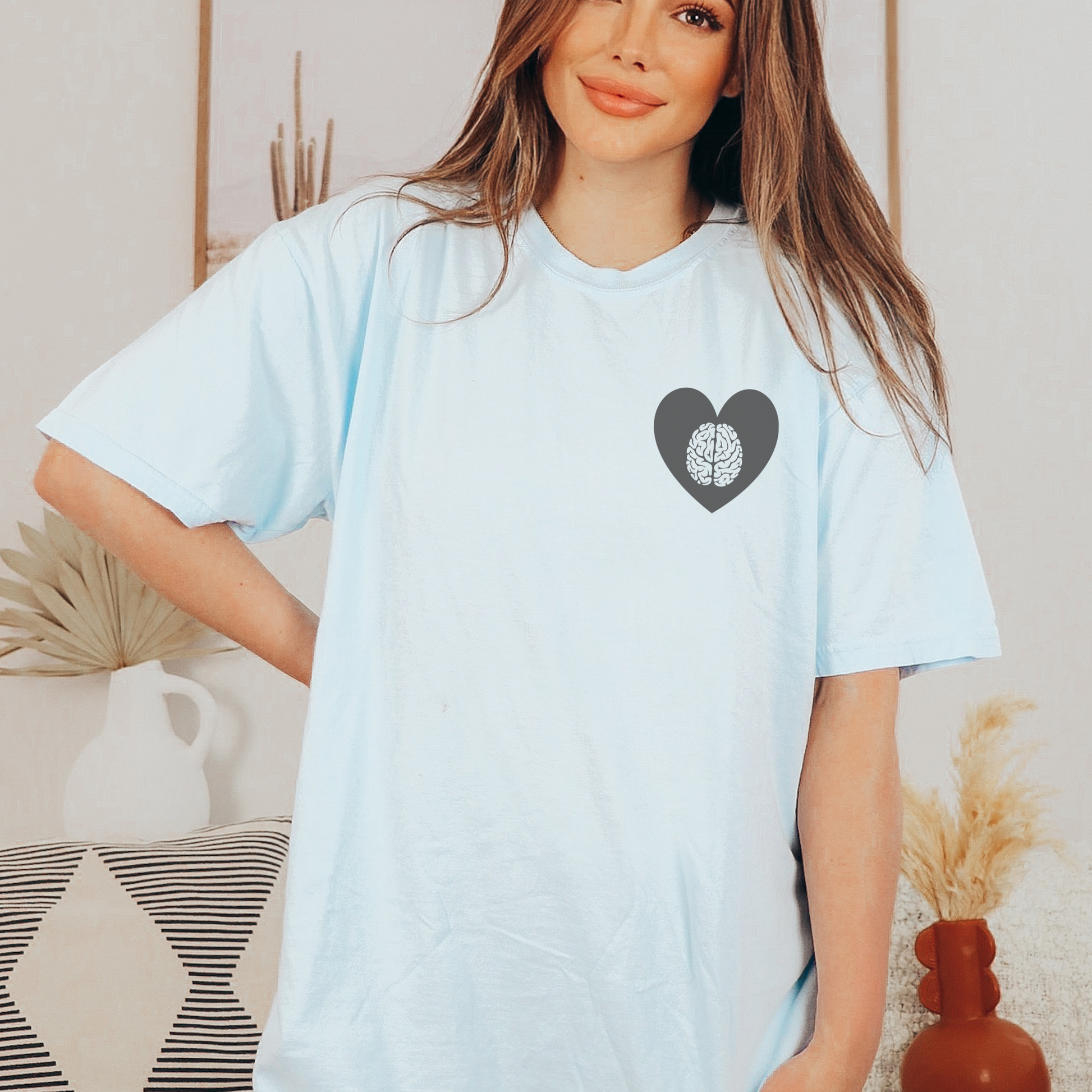 Mental Health Heart Tee T-Shirt Chambray S 