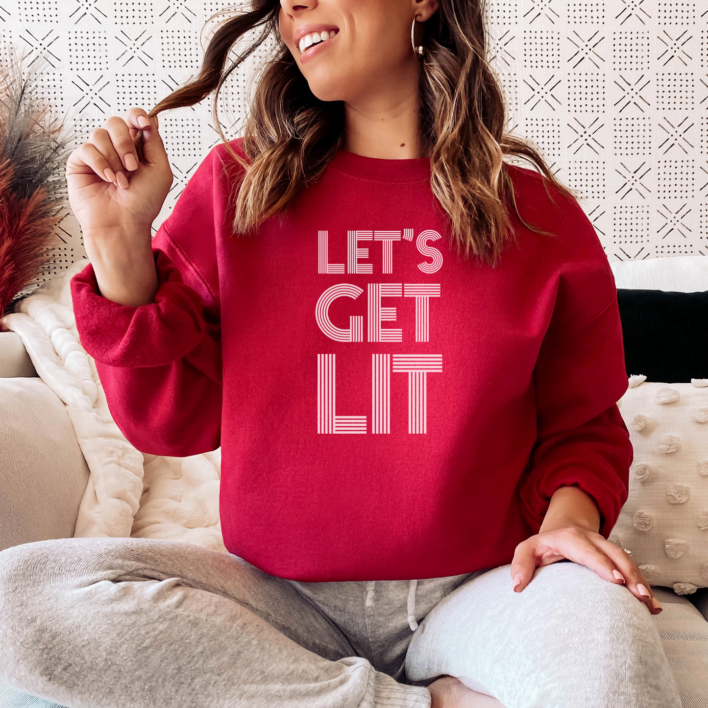 Let's Get Lit Sweatshirt Sweatshirt S Cherry Red 