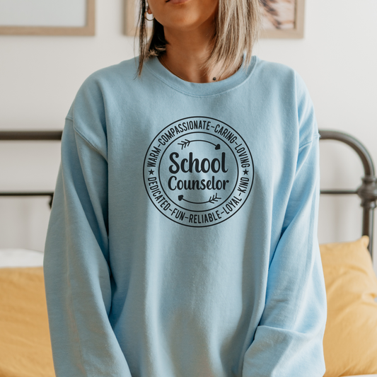 School Counselor Characteristics Sweatshirt Sweatshirt S Light Blue 