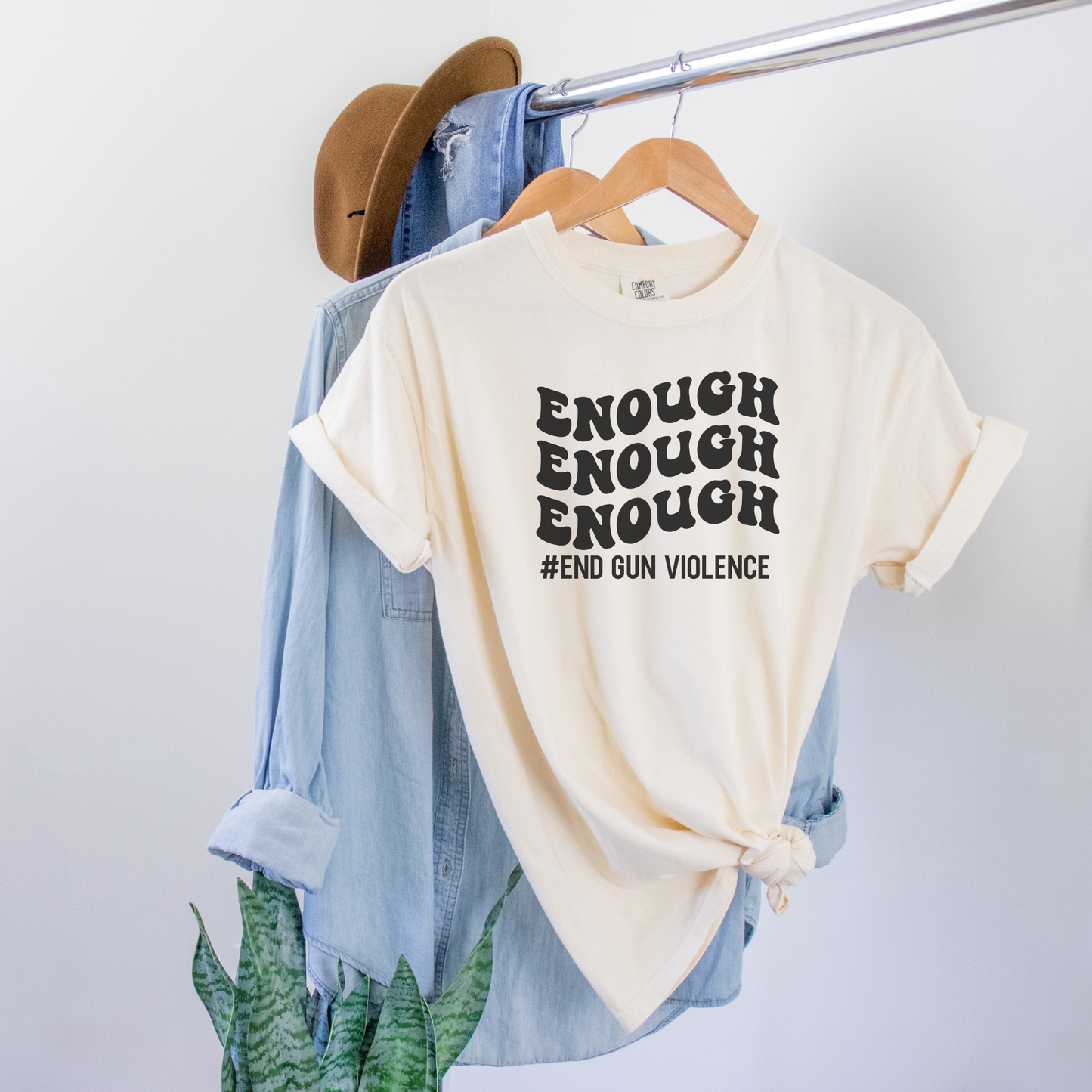 Enough #End Gun Violence Tee T-Shirt Ivory S 