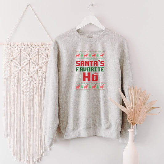 Santa's Favorite Ho Sweatshirt Sweatshirt S Ash 