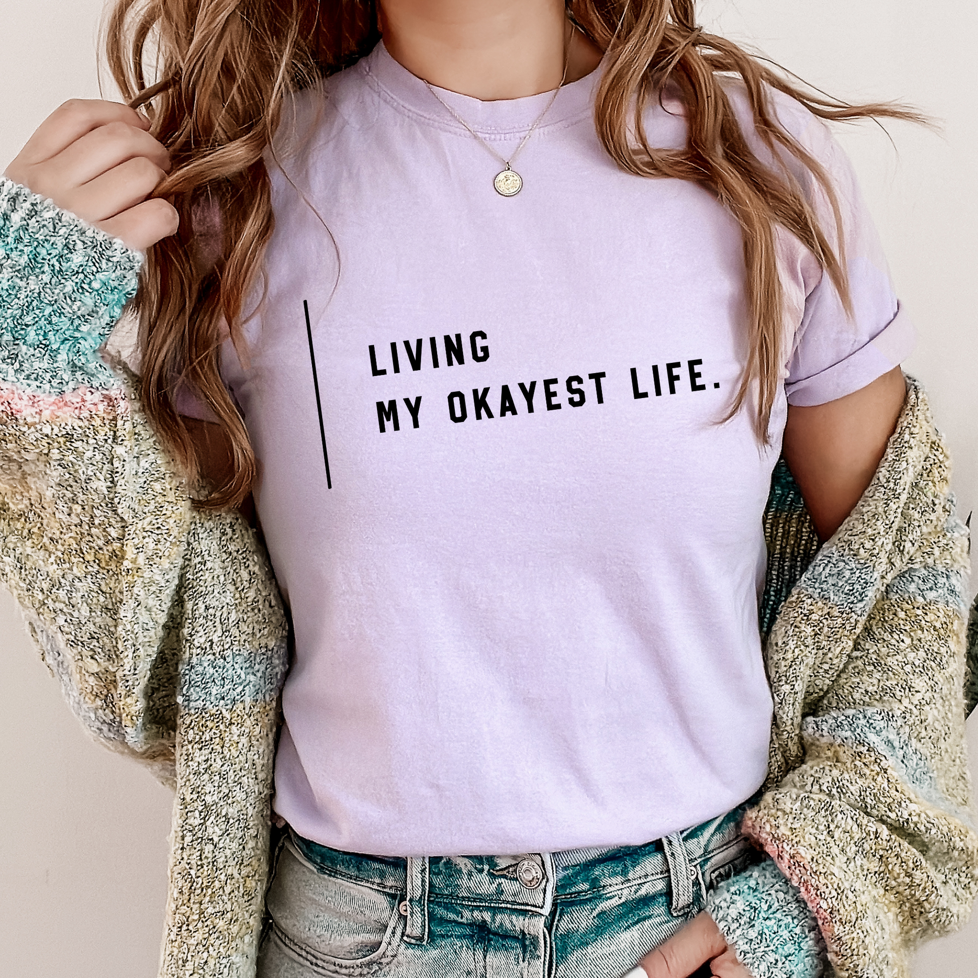 Living My Okayest Life Tee T-Shirt Orchid S 