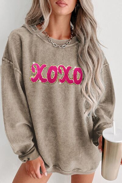 XOXO Dropped Shoulder Sweatshirt  Dust Storm S 