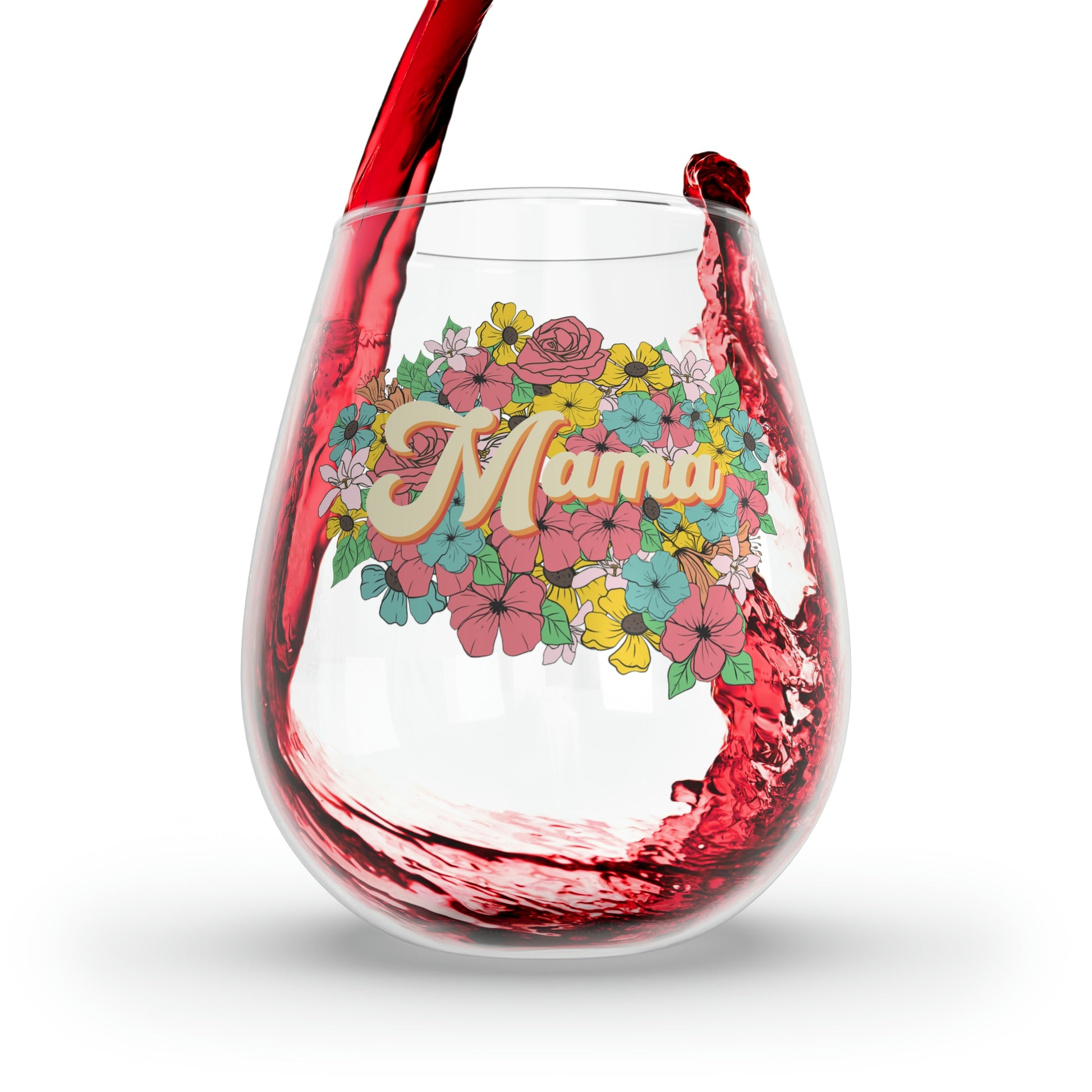 Mama Floral Wine Glass Mug   