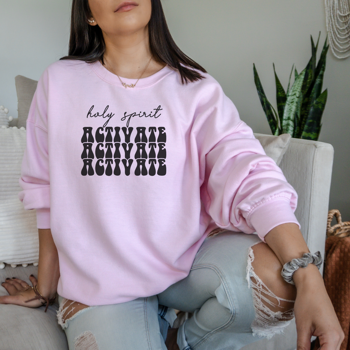 Holy Spirit Activate Sweatshirt Sweatshirt S Light Pink 