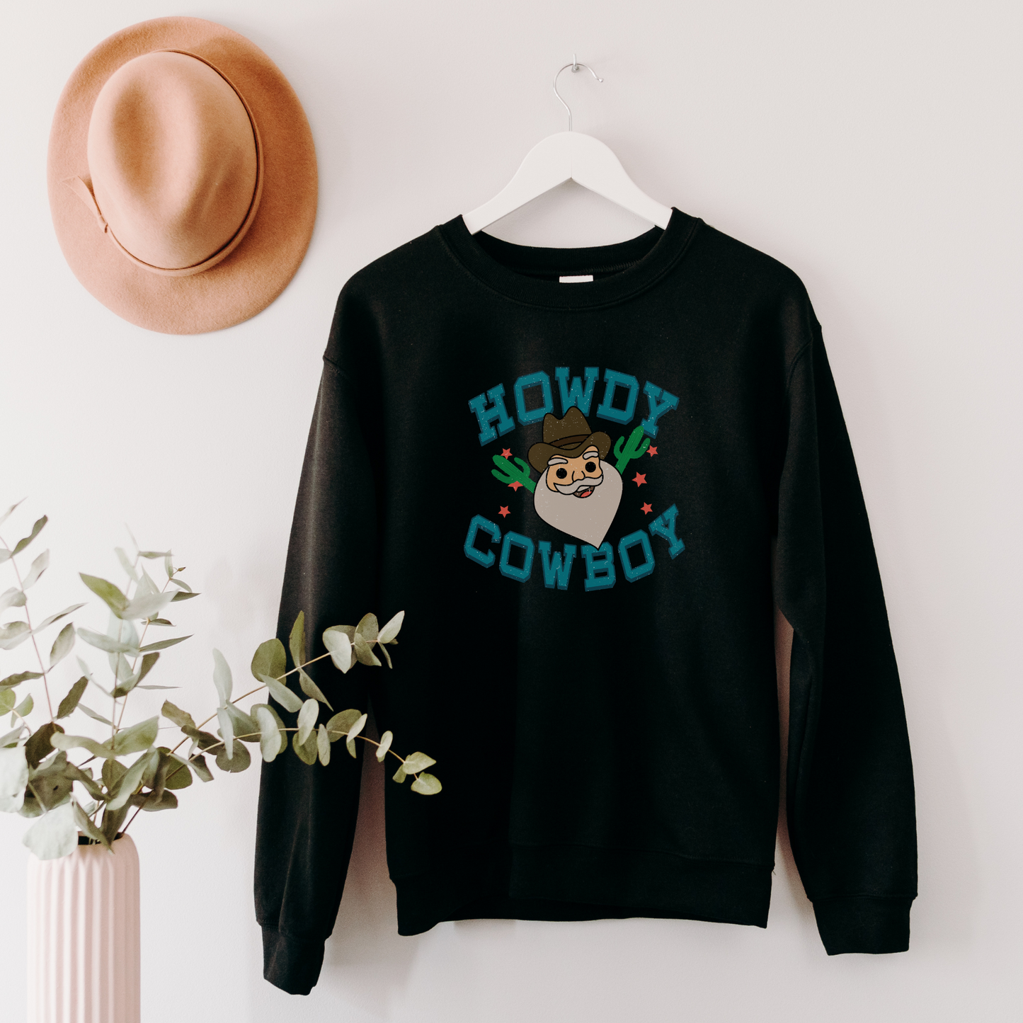 Howdy Cowboy Sweatshirt Sweatshirt S Black 