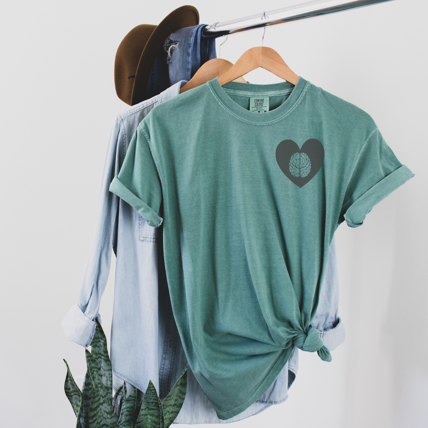 Mental Health Heart Tee T-Shirt Light Green S 