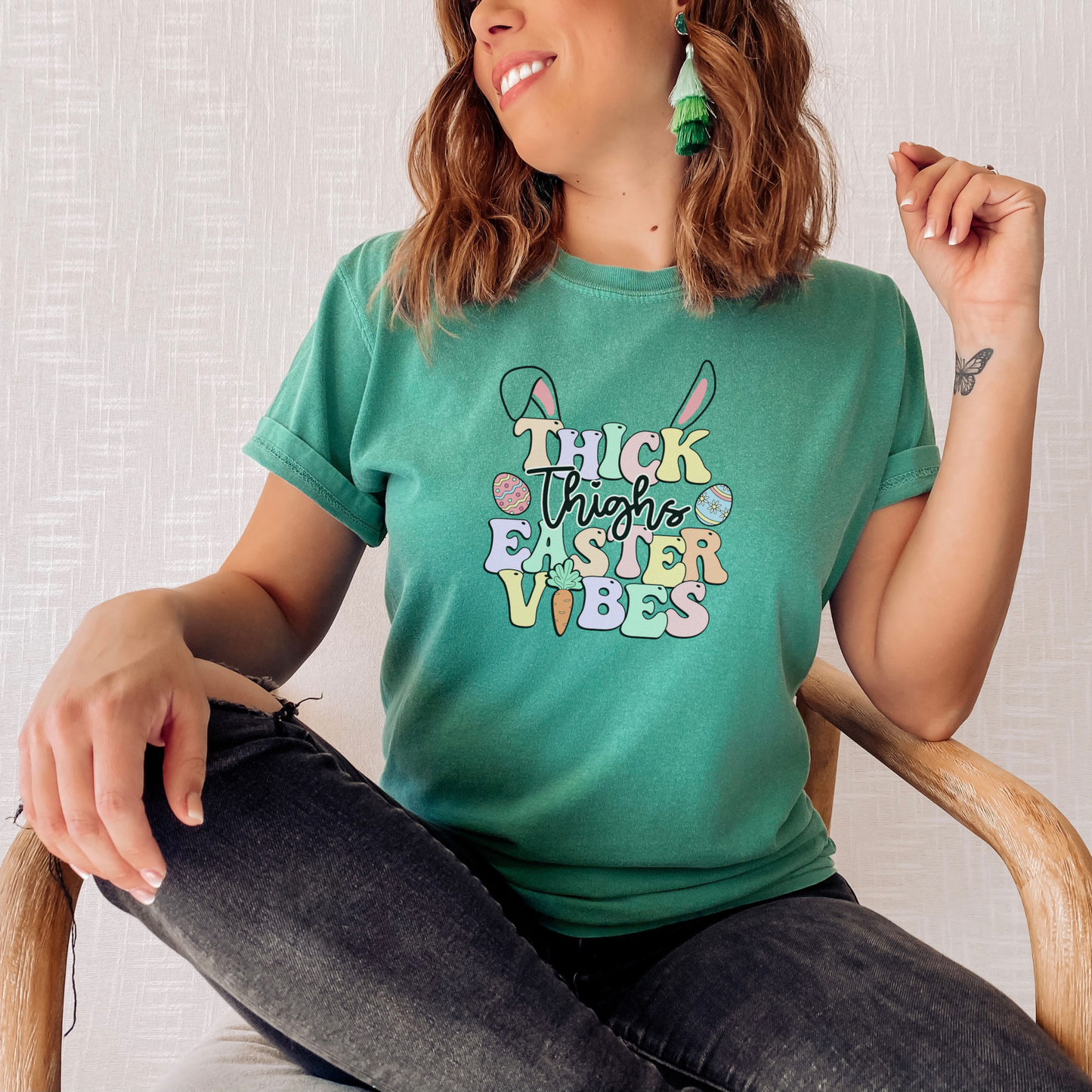 Thick Thighs, Easter Vibes Tee T-Shirt Grass S 