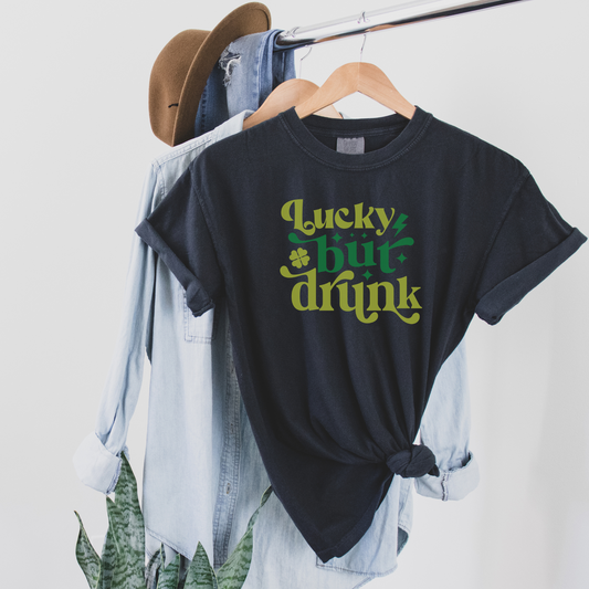 Lucky But Drunk Tee T-Shirt Black S 