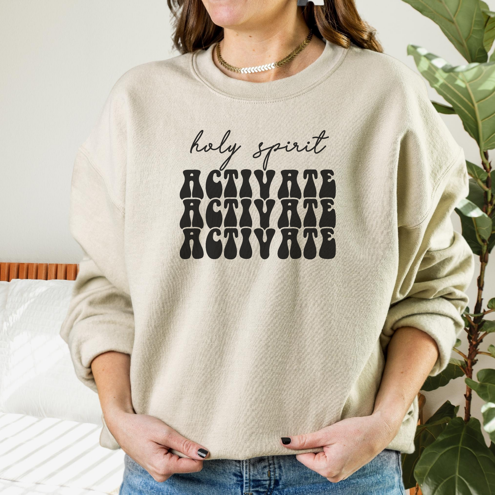 Holy Spirit Activate Sweatshirt Sweatshirt S Sand 