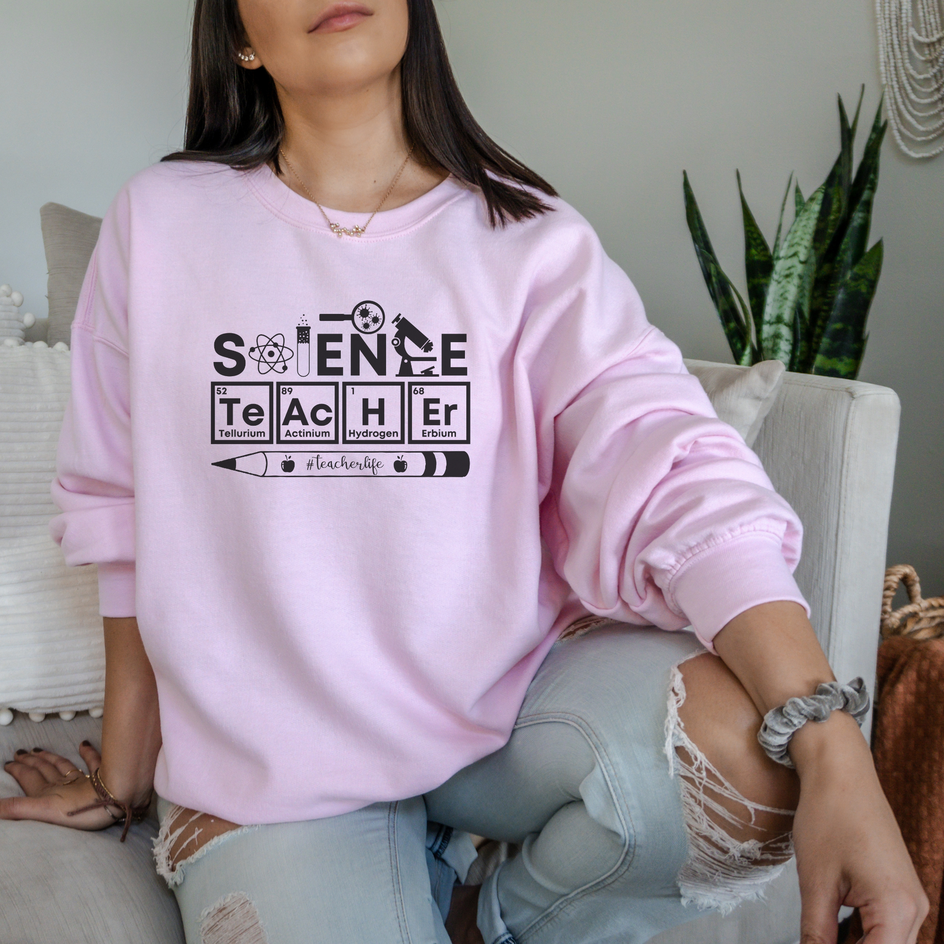 Science Teacher Sweatshirt Sweatshirt S Light Pink 