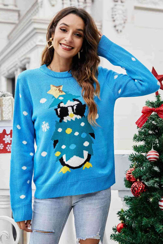 A Very Penguin Christmas Sweater  Blue S 