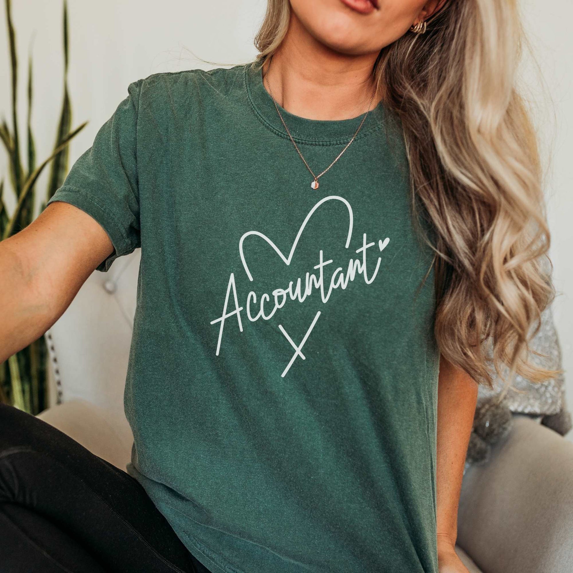 Accountant Heart Tee T-Shirt Blue Spruce S 