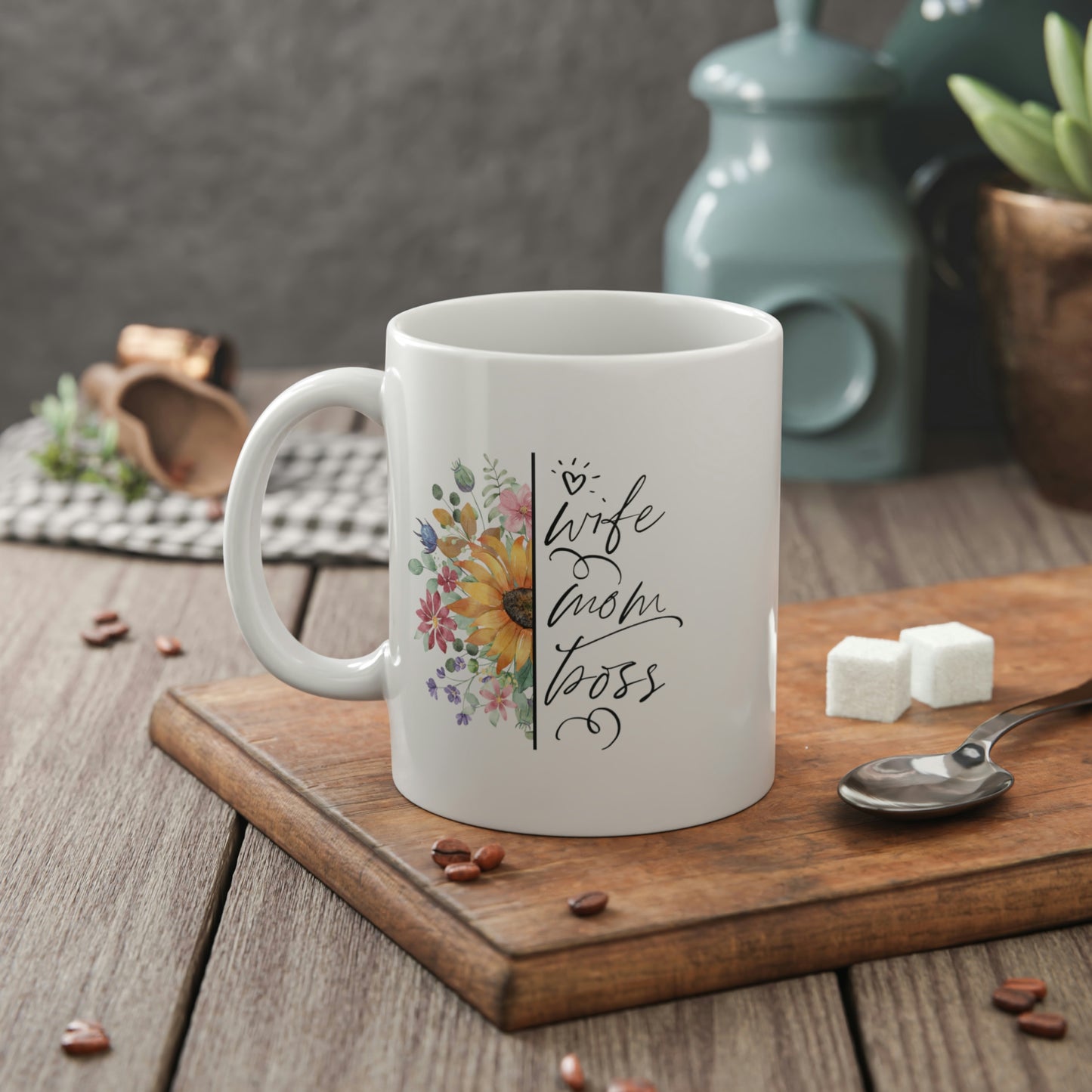 Wife, Mom, Boss Floral Coffee Mug Mug   