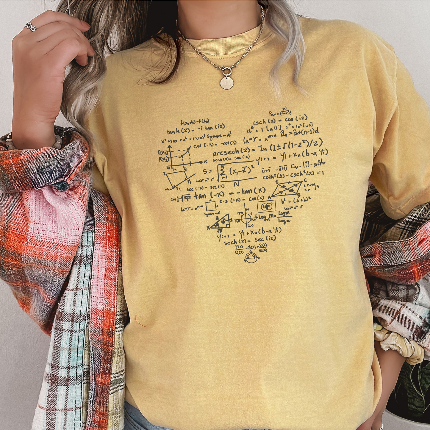 I Heart Math Tee T-Shirt Mustard S 