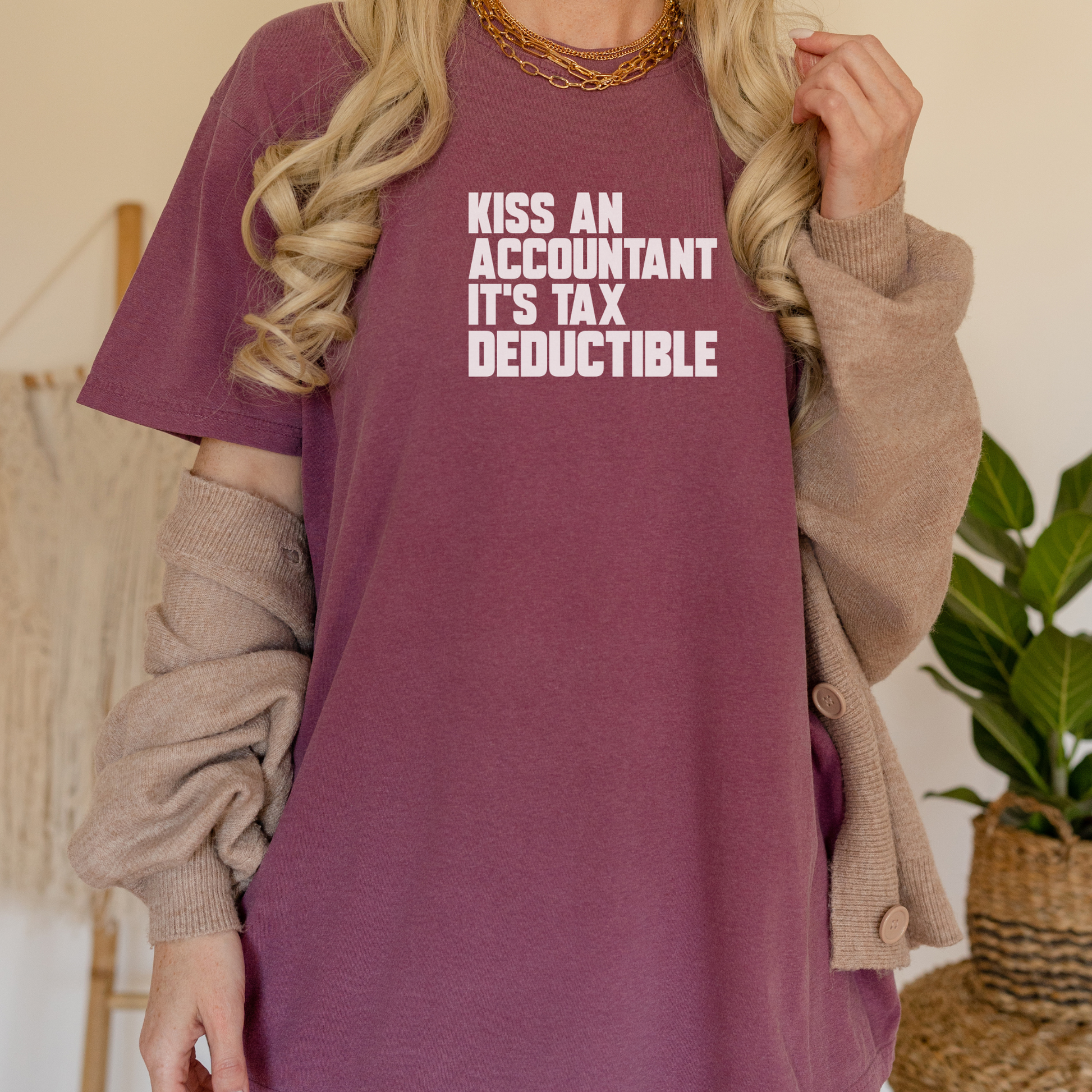 Kiss an Accountant, It's Tax Deductible Tee T-Shirt Vineyard S 