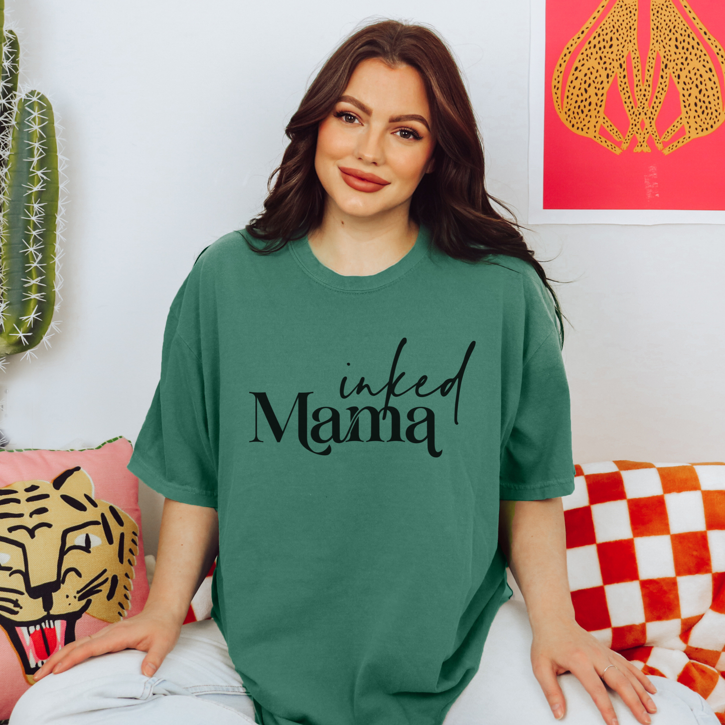 Inked Mama Tee T-Shirt Light Green S 