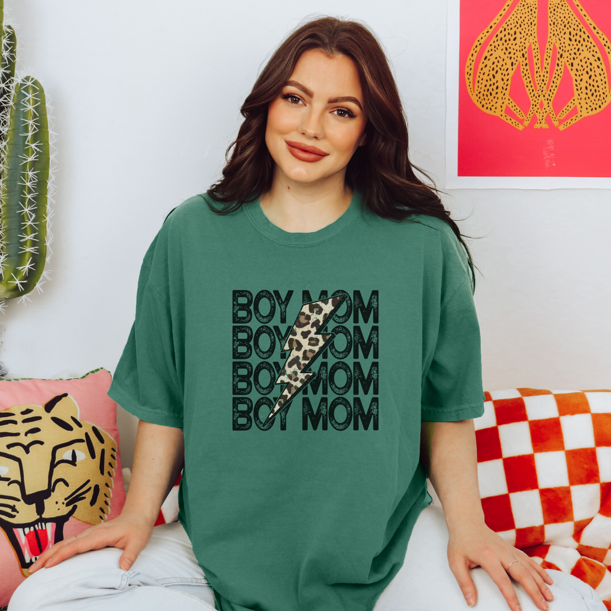 Boy Mom Tee T-Shirt Light Green S 