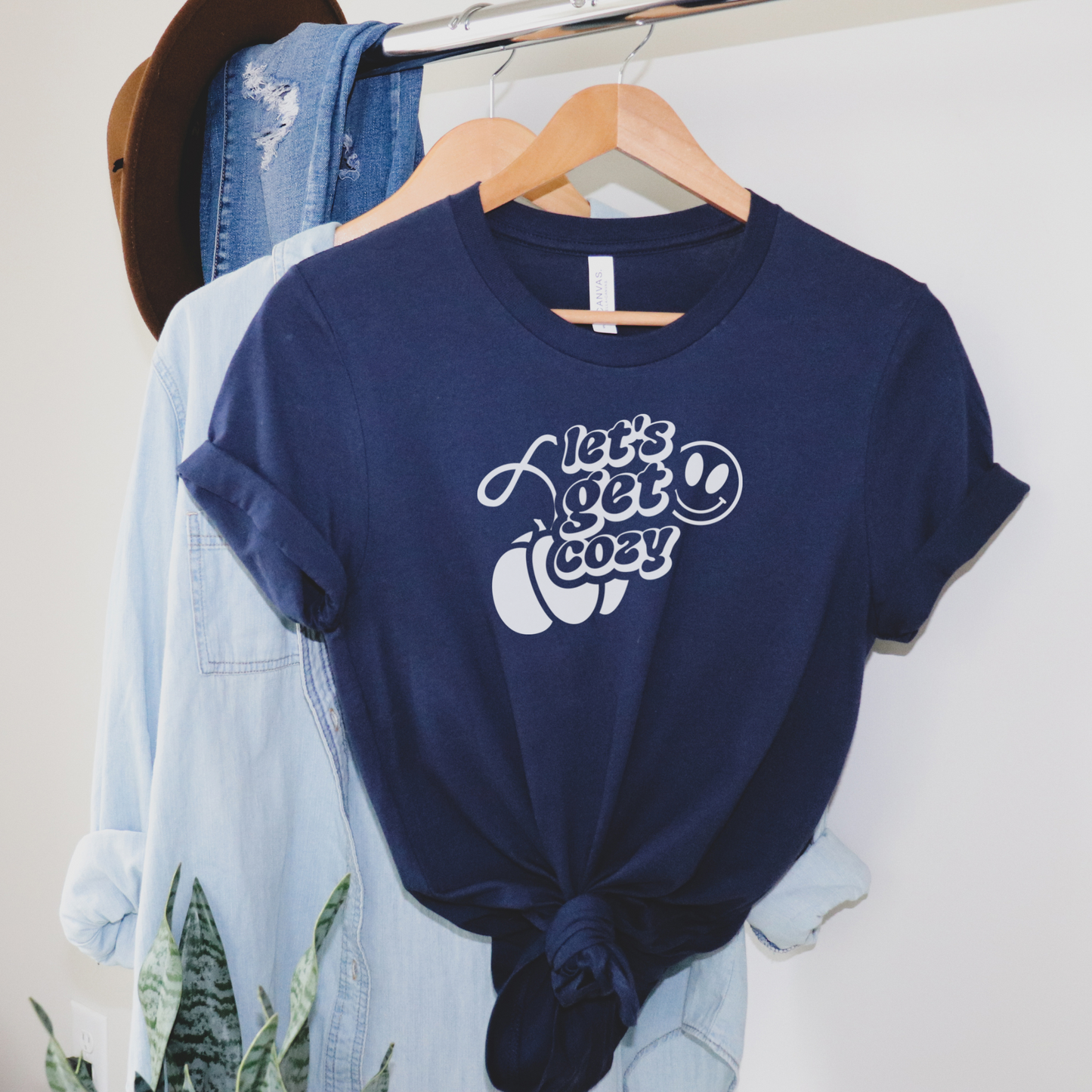 Let's Get Cozy Tee T-Shirt True Navy S 