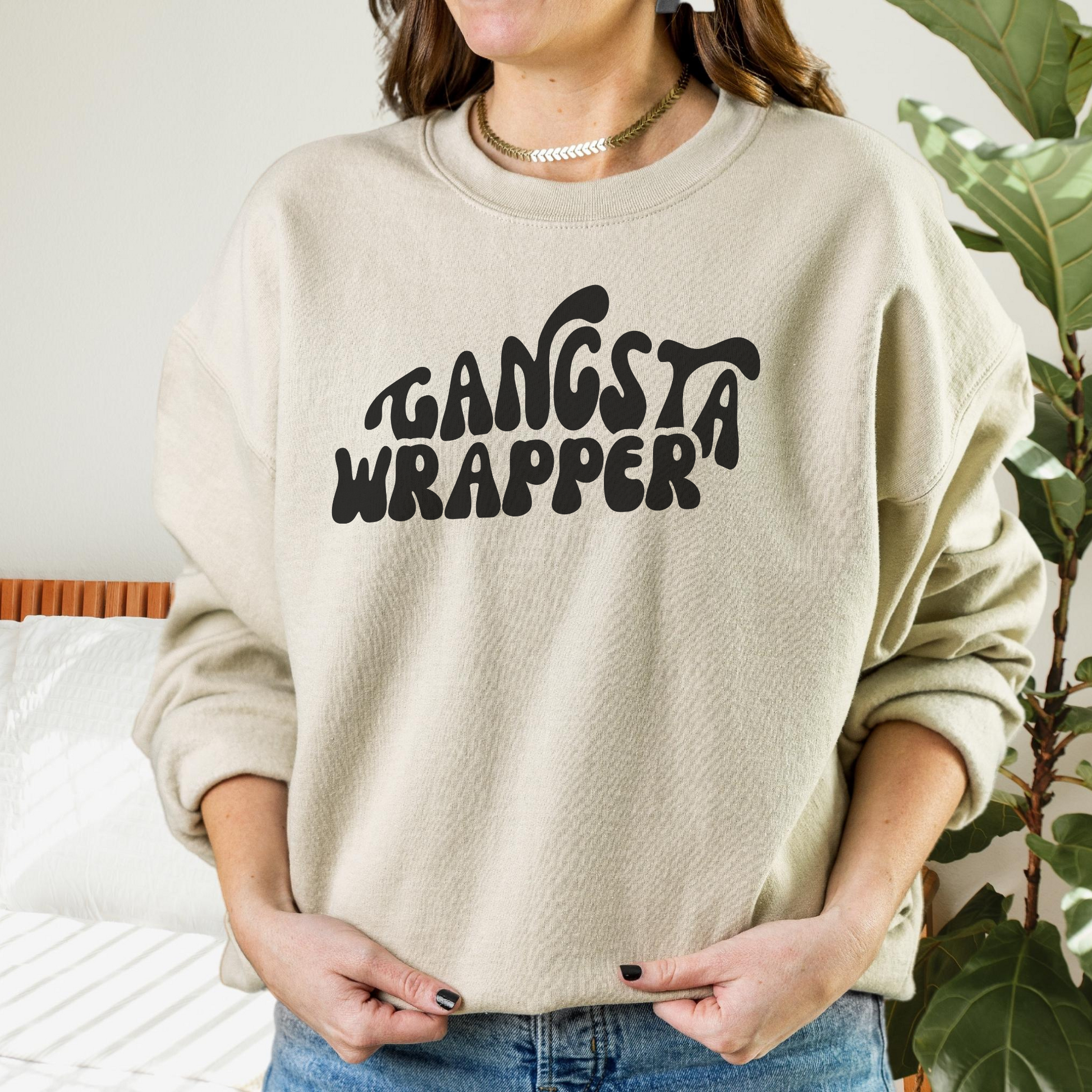 Gangsta Wrapper Sweatshirt Sweatshirt S Sand 