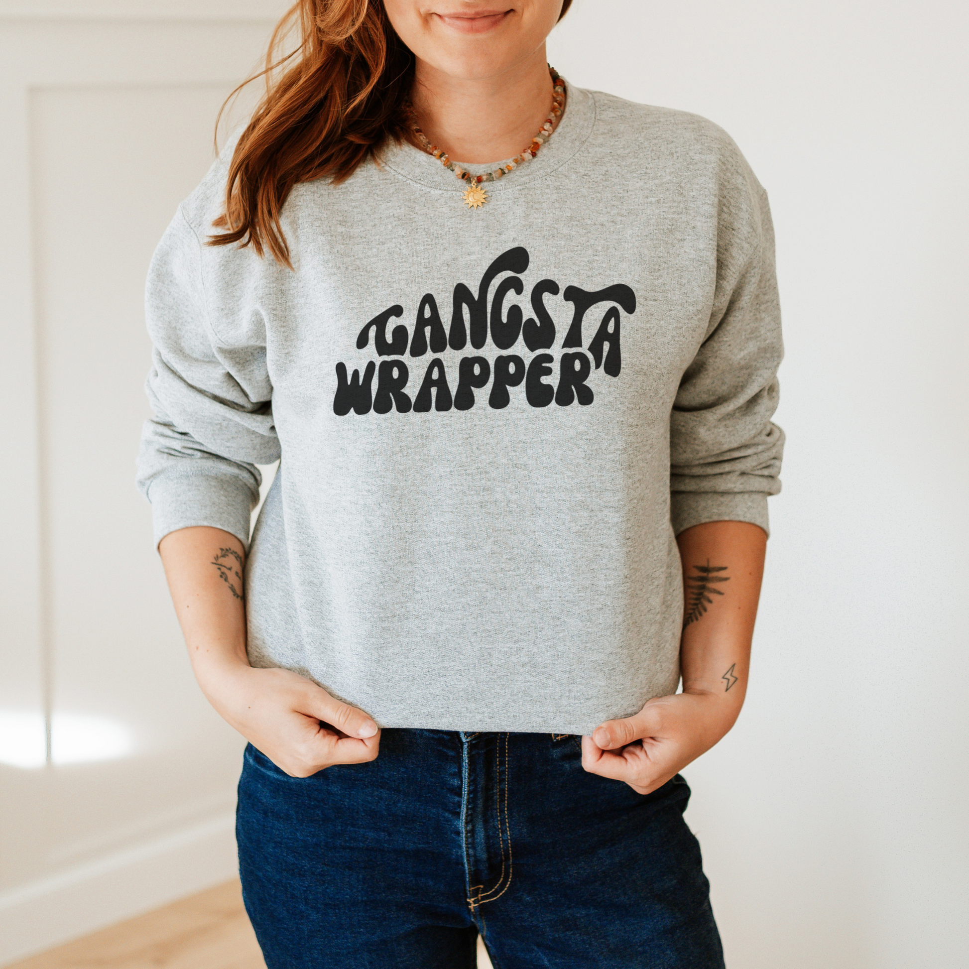 Gangsta Wrapper Sweatshirt Sweatshirt S Ash 