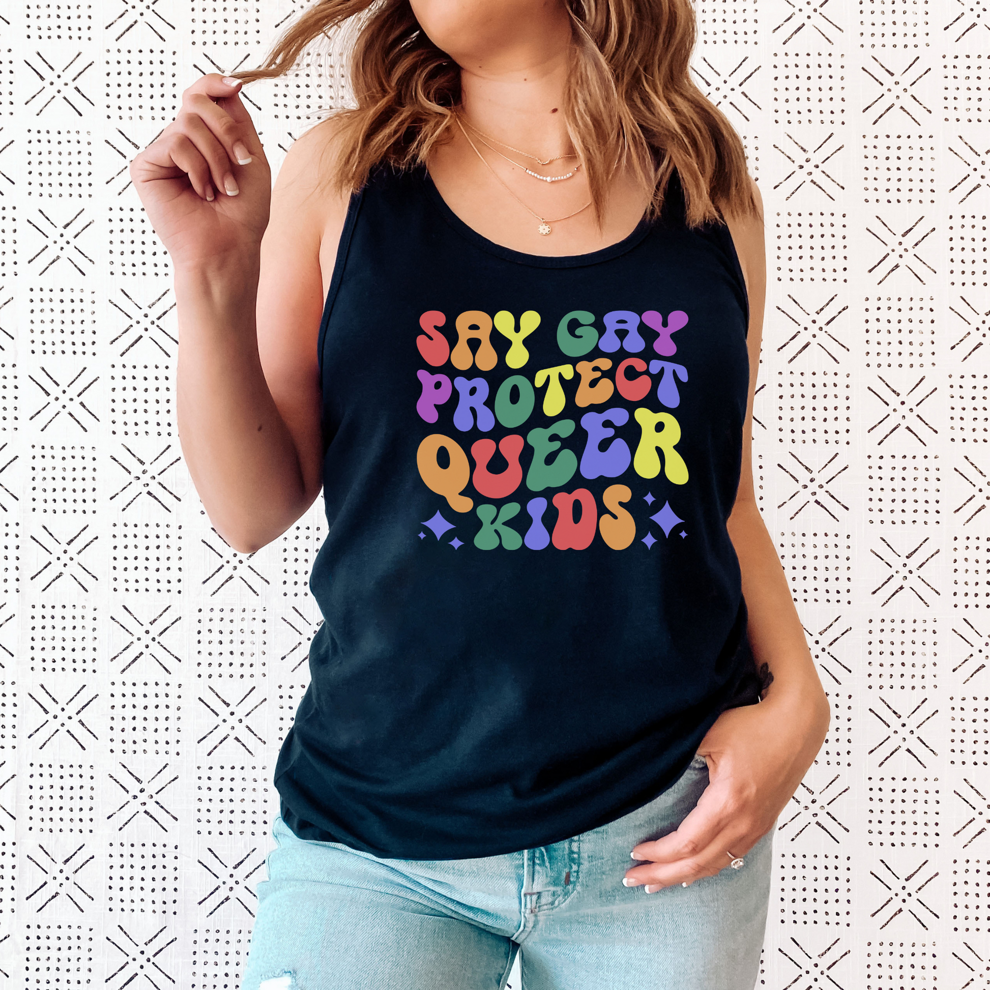 Protect Queer Kids Tank Top Tank Top XS Solid Midnight Navy 