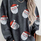 Sequin Santa Patch Ribbed Sweatshirt  Charcoal S 