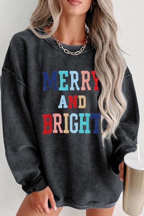 Merry and Bright Sweatshirt  Black S 