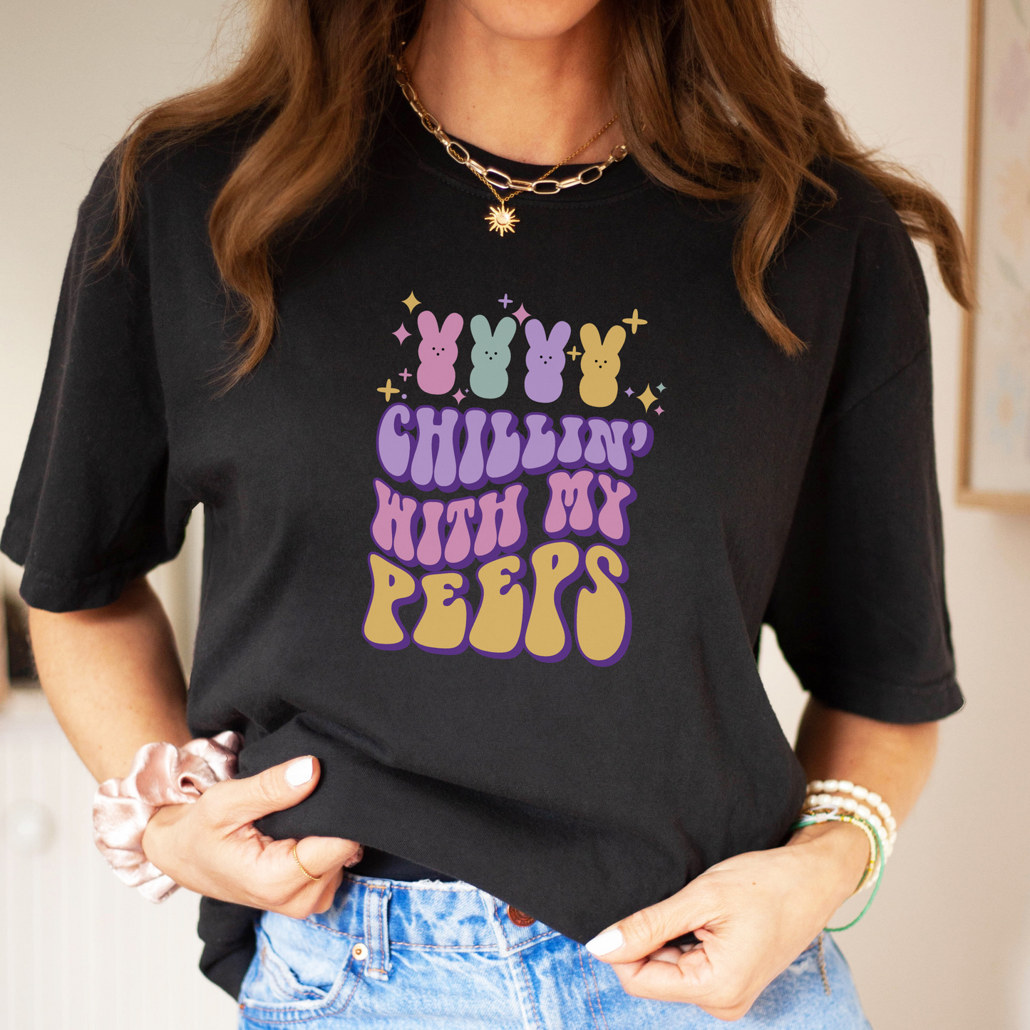 Chillin' With My Peeps Tee T-Shirt Black S 