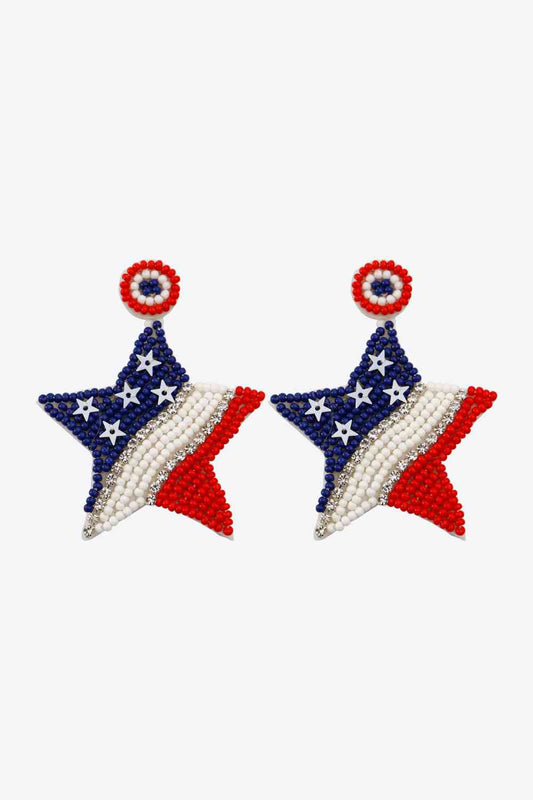 Stars & Stripes Beaded Star Earrings  Multicolor One Size 