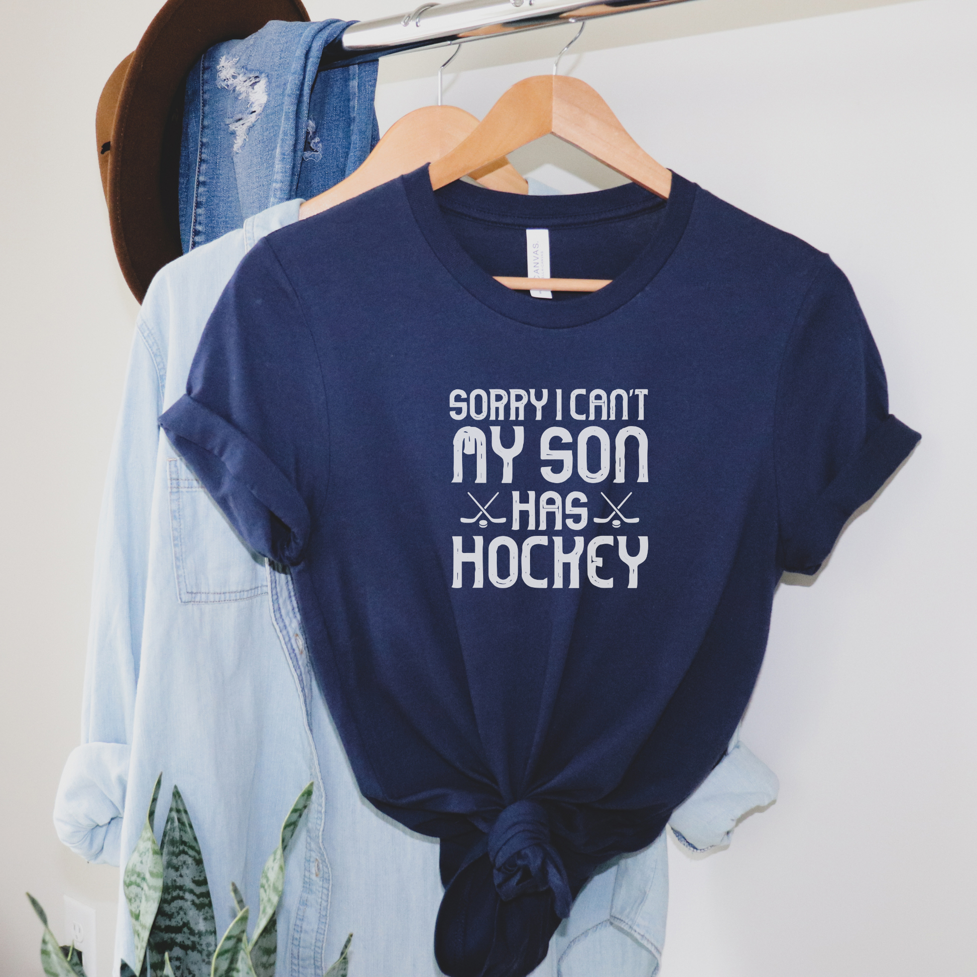 Sorry I Can't, My Son Has Hockey Tee T-Shirt Navy 3XL 