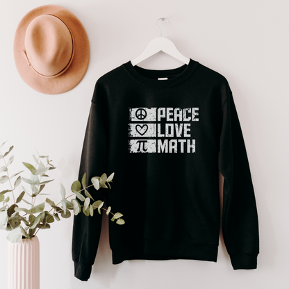 Peace, Love, Math Sweatshirt Sweatshirt S Black 