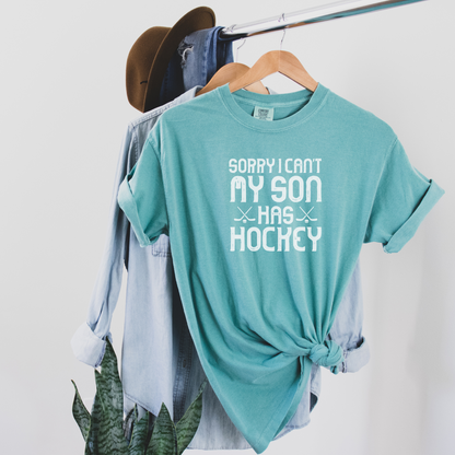 Sorry I Can't, My Son Has Hockey Tee T-Shirt Seafoam S 