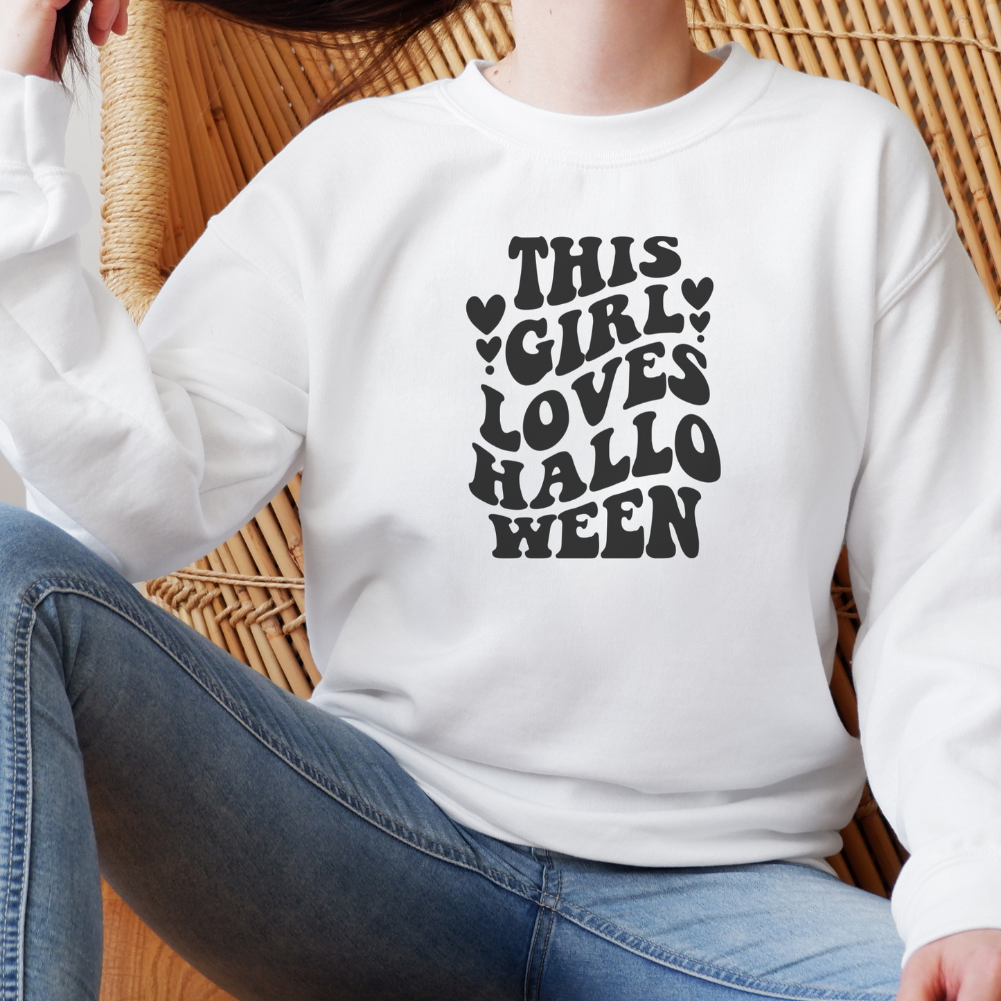 This Girl Loves Halloween Sweatshirt Sweatshirt S White 