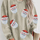 Sequin Santa Patch Ribbed Sweatshirt  Mist Green S 