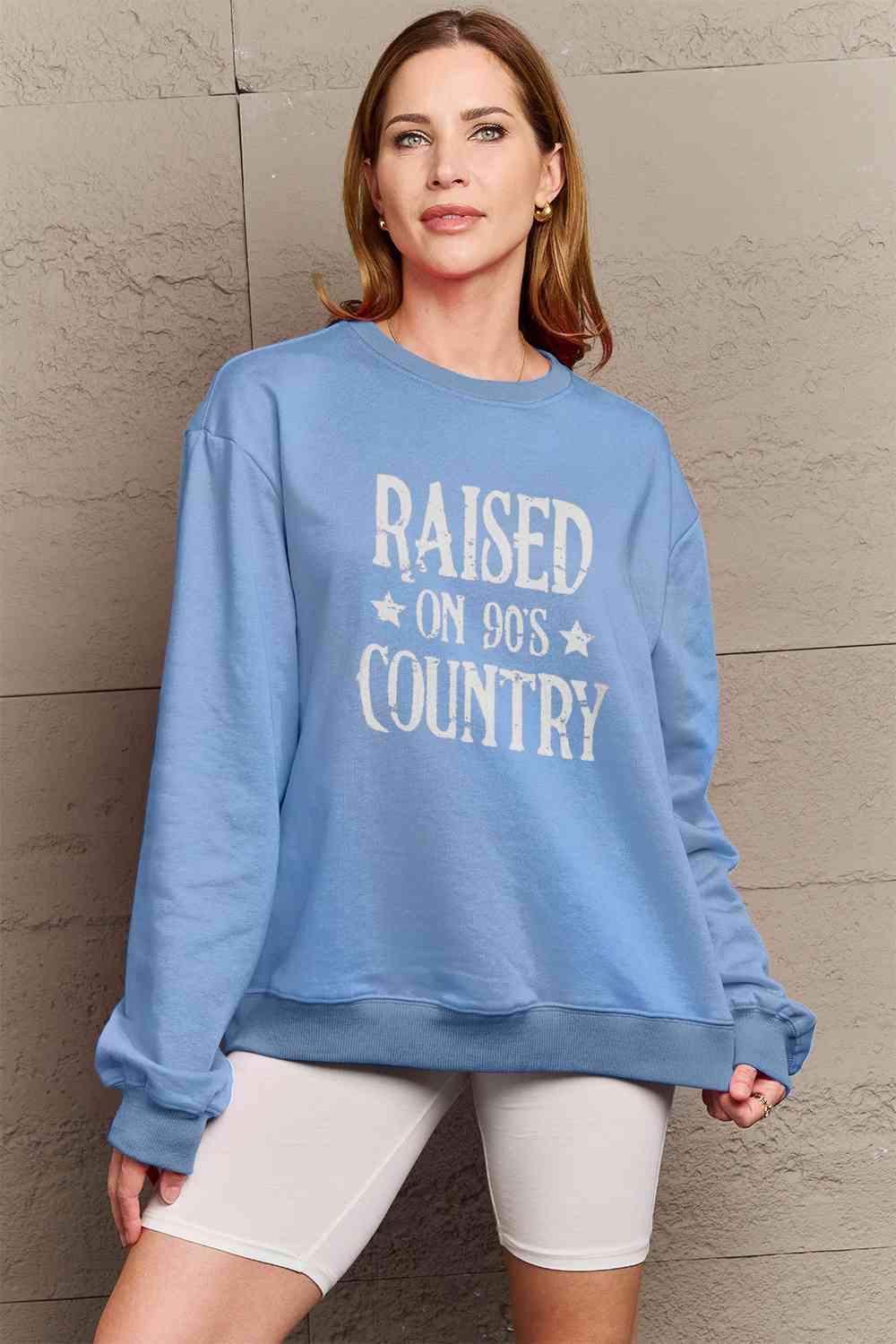 Raised on 90's Country Sweatshirt  Misty  Blue S 