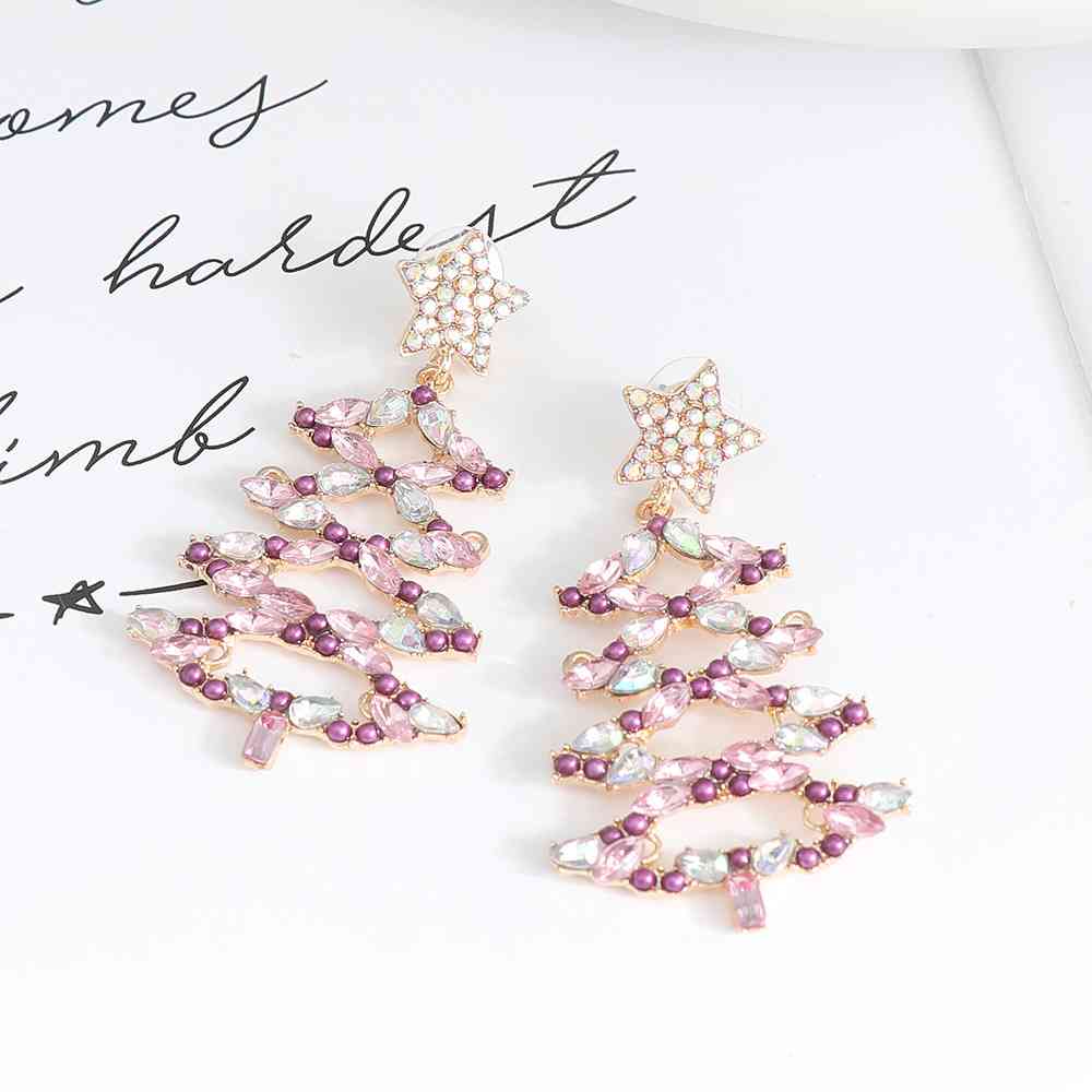 A Very Lilac Christmas Tree Rhinestone Earrings    