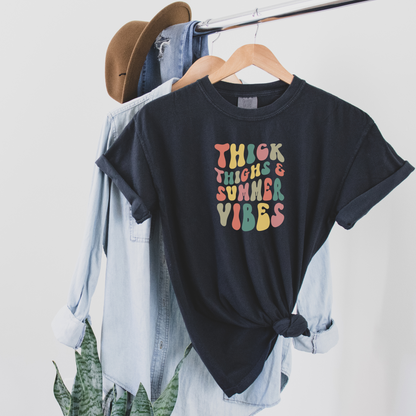 Thick Thighs, Summer Vibes Tee T-Shirt Black S 